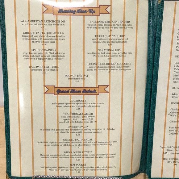 Pete Rose Cafe‎ Menu - Picture 3 of 8